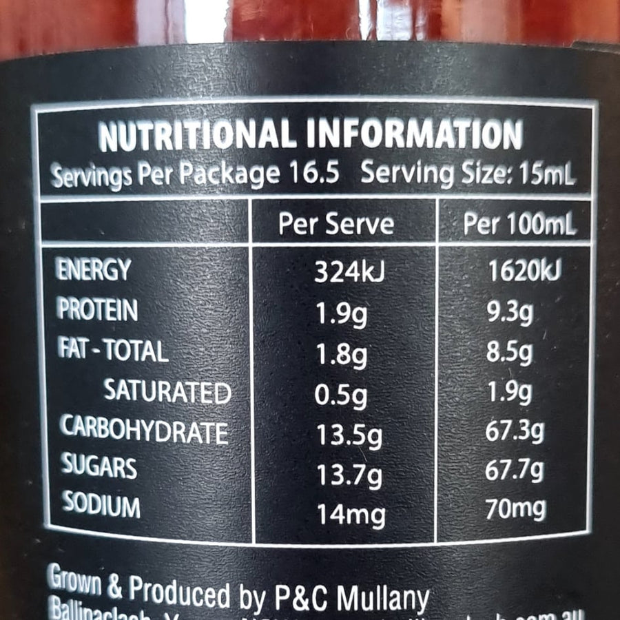 Ballinaclash Ginger Plum Sauce Product Nutritional Information