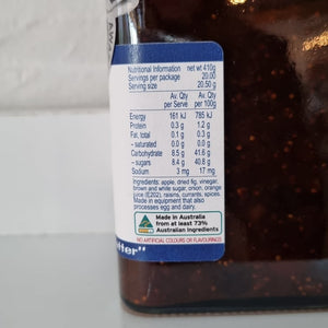 New England Larder Dried Fig & Apple Chutney Product Nutritional Information